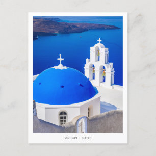 Santorini Griekse kerk in Firostefani, Griekenland Feestdagenkaart