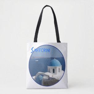 Santorini haven uitzicht draagtas