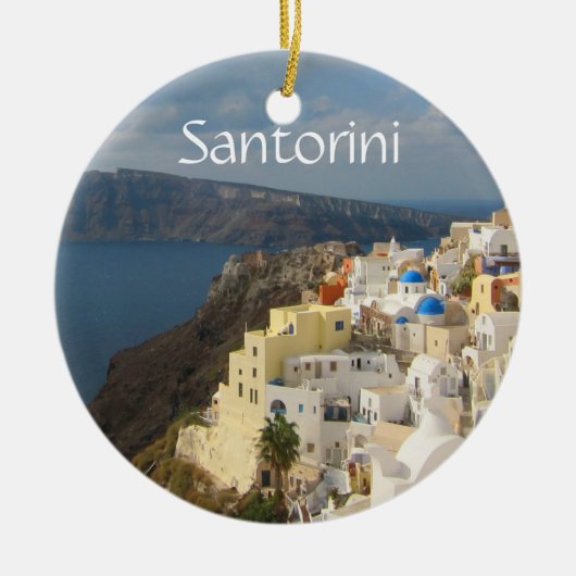 Santorini in de middag van de zon keramisch ornament (Voorkant)