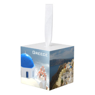 Santorini in de middag van de zon kubus ornament