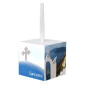 Santorini in de middag van de zon kubus ornament (Achter hoekig)