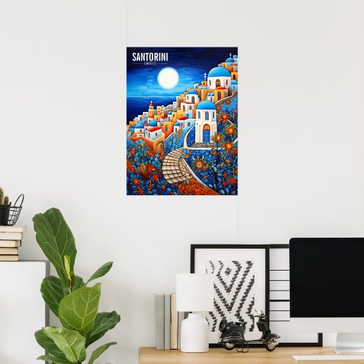 Santorini Island Schilderij | Griekenland Reizen | Poster (Thuiskantoor)