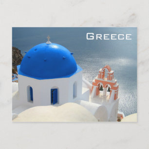 Santorini-kerk in de middag van de zon briefkaart