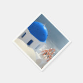 Santorini-kerk in de middag van de zon servet (Hoek)