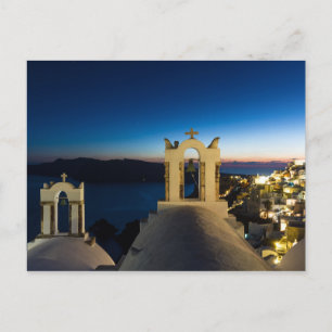 Santorini - Kerk in Oia bij zonsonderd briefkaart