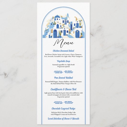 Santorini Menu Griekenland Griekse bruiloft (Voorkant)