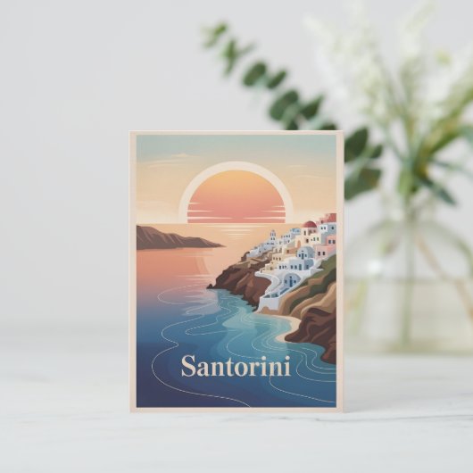 Santorini minimalistisch briefkaart (Staand voorkant)