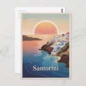 Santorini minimalistisch briefkaart (Voorkant / Achterkant)