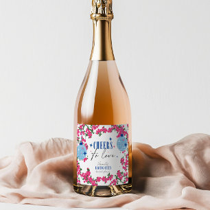 Santorini Muzikale Bougainvillea bruidsdouche Sparkling Wijnetiket