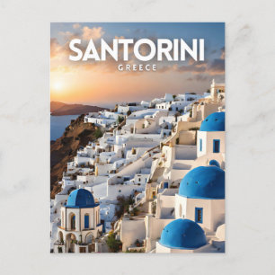 Santorini nostalgische retro reiskunst briefkaart