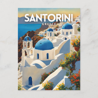Santorini nostalgische vintage reiskunst briefkaart