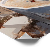 Santorini Oia Grèce Peinture Art Imprimer Poster (Coin)