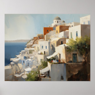Santorini Oia Grèce Peinture Art Imprimer Poster