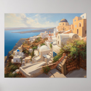 Santorini Oia Griekenland Schilderkunst Print Post