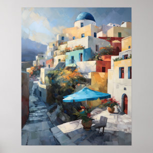 Santorini Oia Griekenland Schilderkunst Print Post