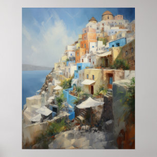 Santorini Oia Griekenland Schilderkunst Print Post