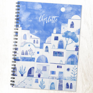Santorini Oia Grieks eiland Waterverf gepersonalis Notitieboek