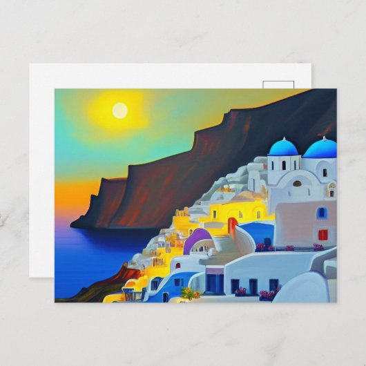 Santorini op Sunset Feestdagenkaart (Voorkant / Achterkant)