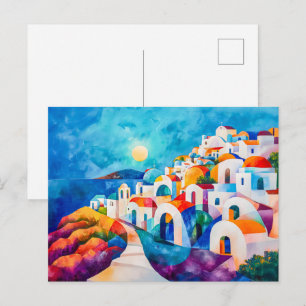 Santorini-pad naar de zee feestdagenkaart