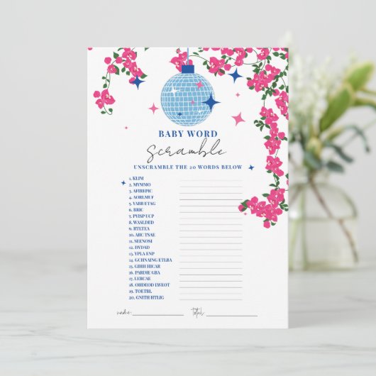 Santorini Pink baby word scramble douche Carte de (Debout devant)