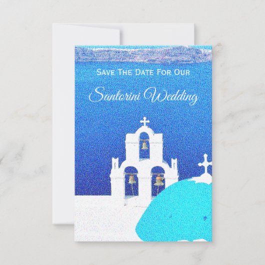 Santorini redt de datum van de bruiloft kaart (Voorkant)