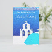 Santorini redt de datum van de bruiloft kaart (Staand voorkant)