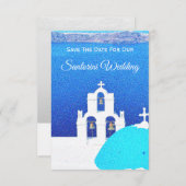 Santorini redt de datum van de bruiloft kaart (Voorkant / Achterkant)
