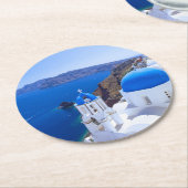 Santorini Ronde Kartonnen Onderzetter (Gebogen)