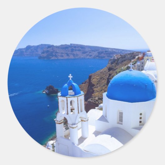 Santorini Ronde Sticker (Voorkant)
