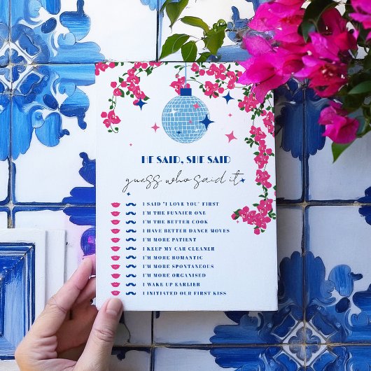 Santorini Roze bruid Hij zei, ze zei Game kaart