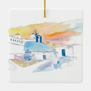 Santorini Scene Keramische Versiering Keramisch Ornament