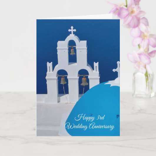 Santorini Specialized 3rd Wedding Jubileum Kaart (Orchidee)