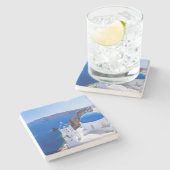 Santorini Stenen Onderzetter (Zijkant)