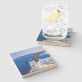 Santorini Stenen Onderzetter (Zijkant)