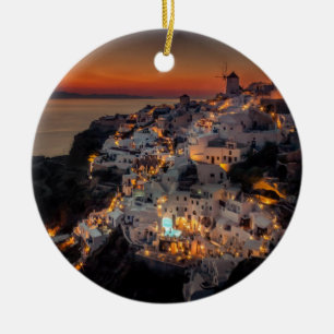 Santorini Sunset, Griekenland Keramisch Ornament