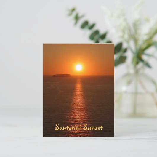Santorini Sunset met tekst - Grieks eiland Briefkaart (Staand voorkant)