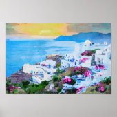 Santorini Sunset Uitzichten uit Oia Poster (Voorkant)