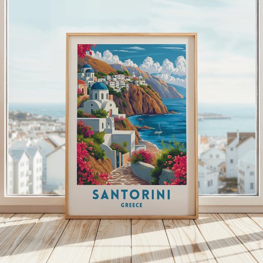 Santorini Travel Imprimer Poster Grèce Wall Art