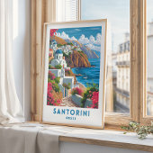 Santorini Travel Print Poster Griekenland kunst aa