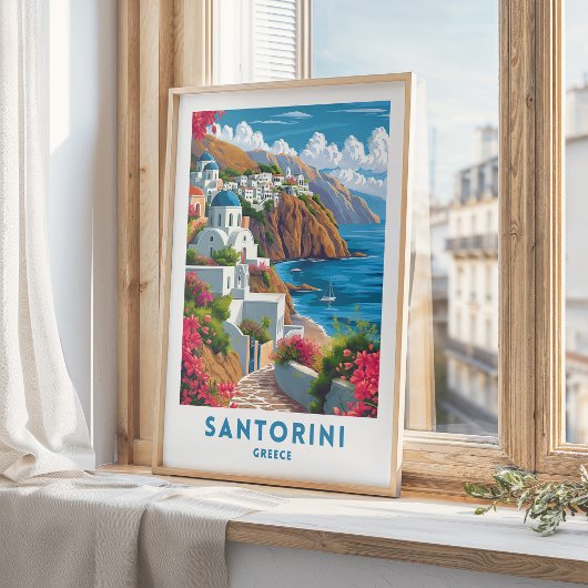 Santorini Travel Print Poster Griekenland kunst aa
