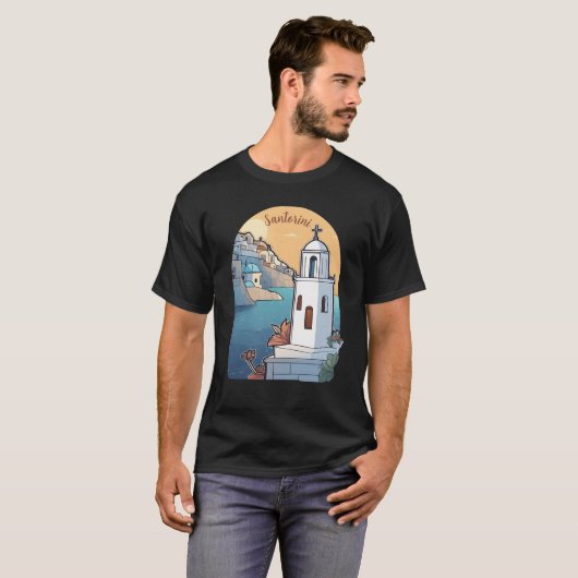 Santorini verkennen, Griekenland T-shirt (Voorkant volledig)