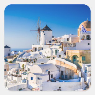 Santorini Vierkante Sticker