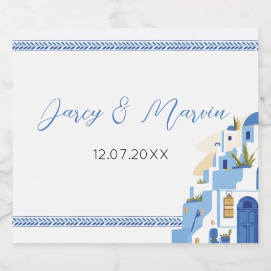 Santorini Vins Étiquettes Boissons Grèce Mariage G (Étiquettes simples)