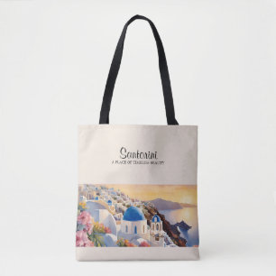 Santorini Waterverf Canvas tas - Tijdloze schoonhe