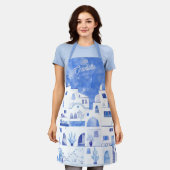 Santorini Waterverf Gepersonaliseerd Schort (Gedragen)