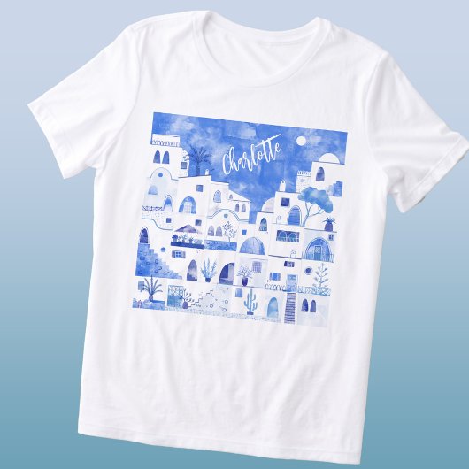 Santorini Waterverf Gepersonaliseerd Tri-Blend Shirt