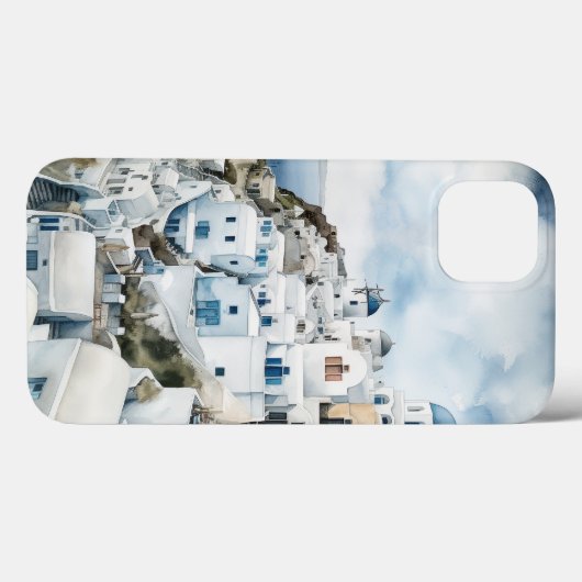 Santorini Waterverf Griekenland Case-Mate iPhone Case (Achterkant (horizontaal))