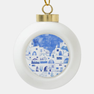 Santorini Waterverf Griekenland Keramische Bal Ornament