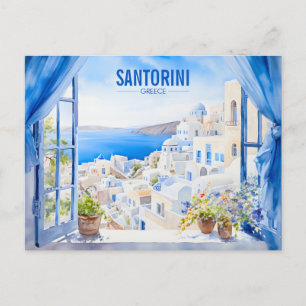 Santorini Waterverf Schilderen Griekenland Reizen  Briefkaart