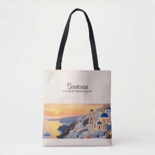 Santorini Waterverf Schouder Canvas tas